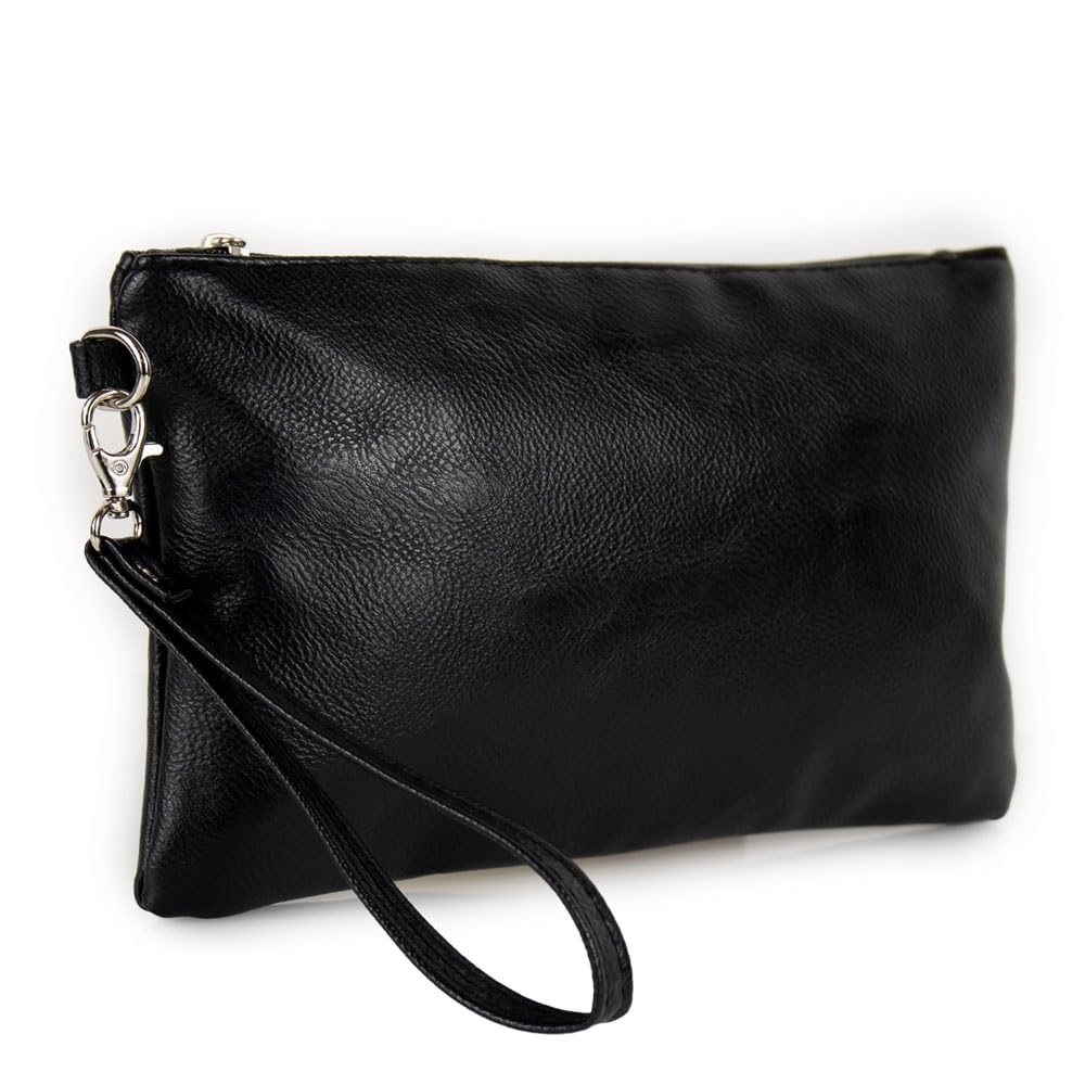 Emila Pochette uomo da polso morbida borsa a mano piccola nera Borsello casual Borsetta x chiavi per portafoglio moto sportiva ragazzo viaggio beauty case marsupio ecopelle primavera estate 2026