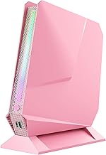 Mini PC para juegos, Intel Core I7-8750H Mini PC Nvdia GTX1050 3G GDDR5 6C/12T RGB Lights Mini computadora de escritorio, 16 GB DDR4 512 GB NVMe SSD, 2 HDMI tipo C WiFi6 BT5.2, Windows 11 Pro, rosa