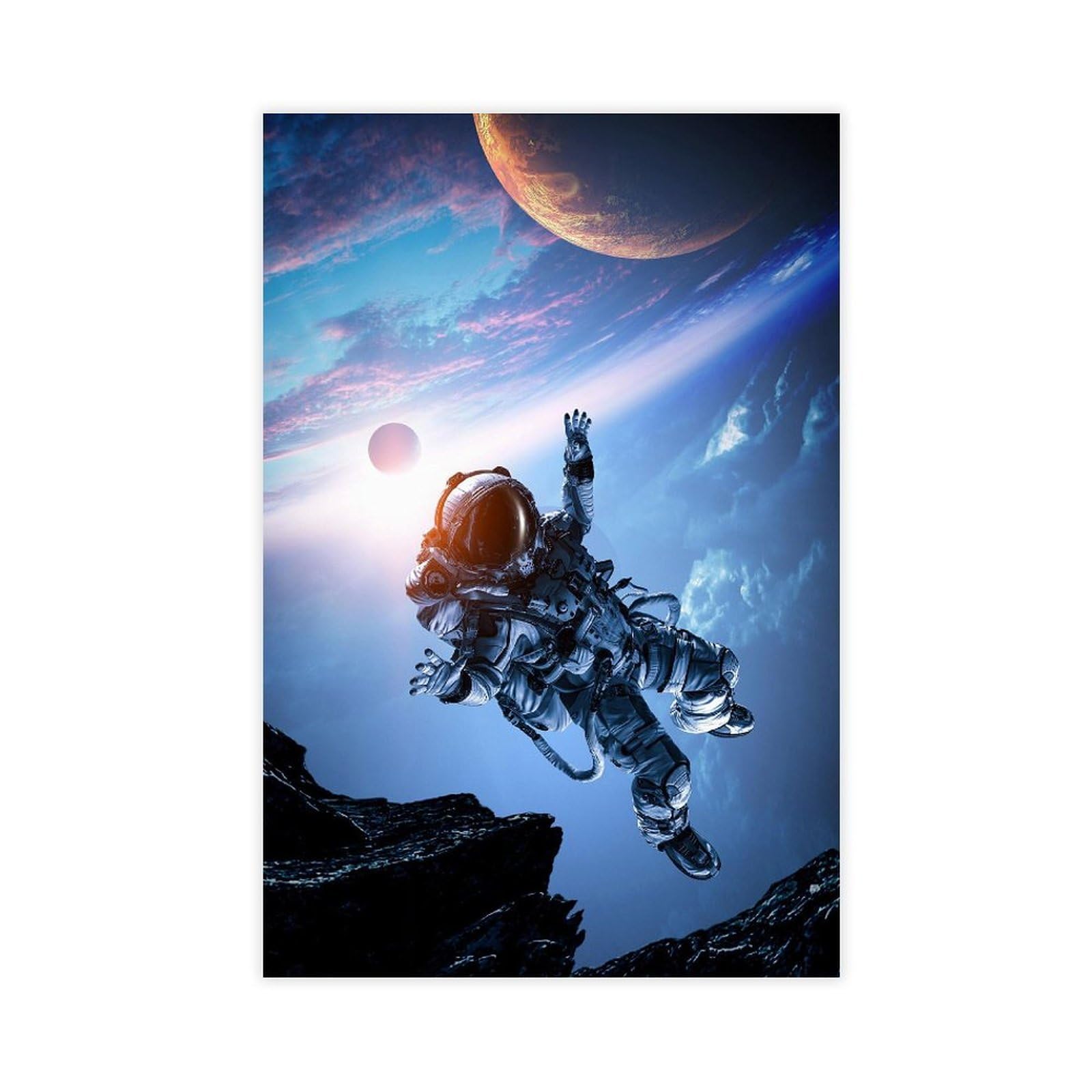 QNVJQKDSI Astronaut Spacewalk Poster Canvas Poster Bedroom Decor Landscape Office Room Decor Gift 24" L X 36" W