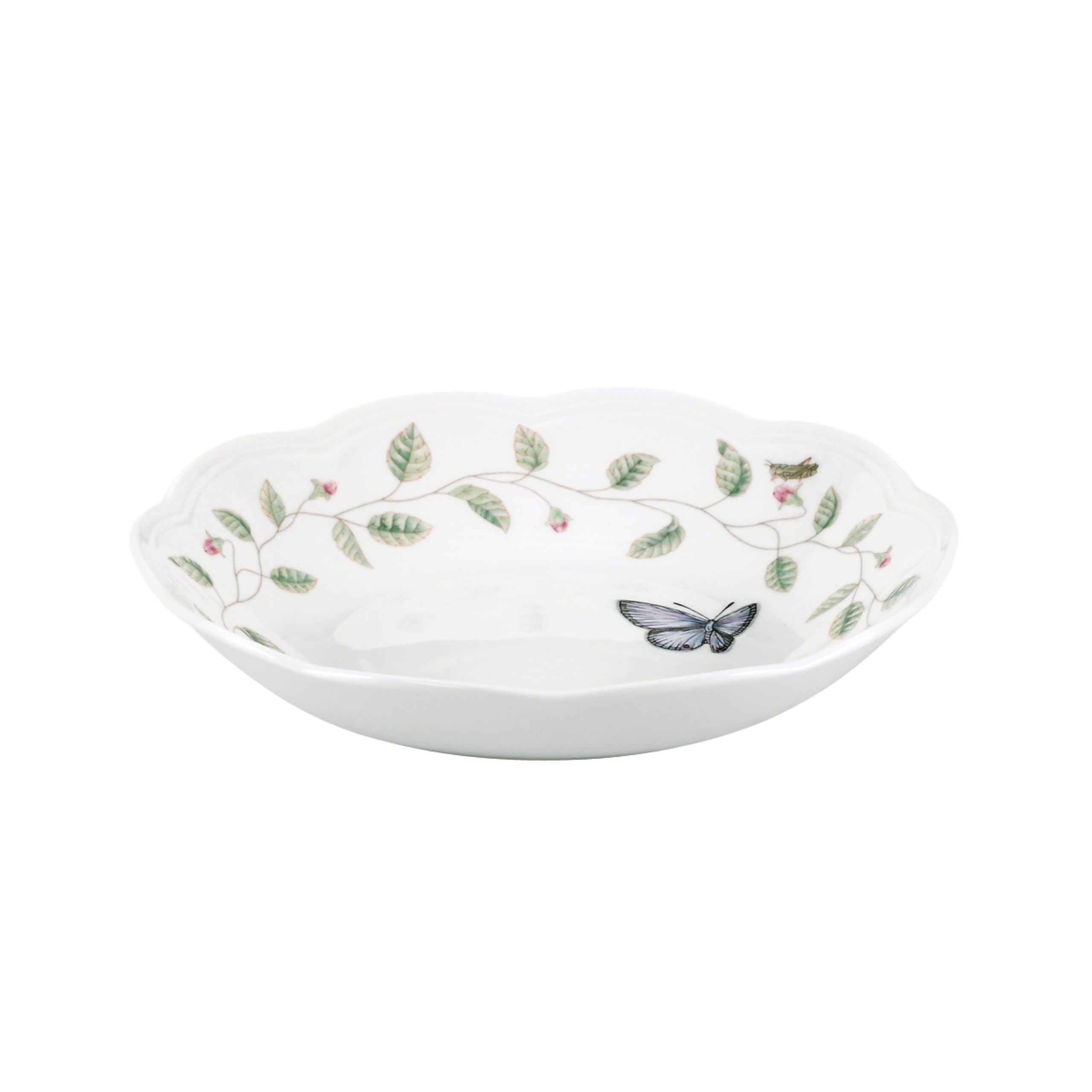 Lenox Pasta Bowl, 20oz Butterfly Meadow Pasta Bowl 1-Piece, Service For 1, Porcelain, White Serving Bowls, Wide, Shallow, Lenox Butterfly Meadow Collection, Dishwasher & Microwave Safe (White 1-Piece)