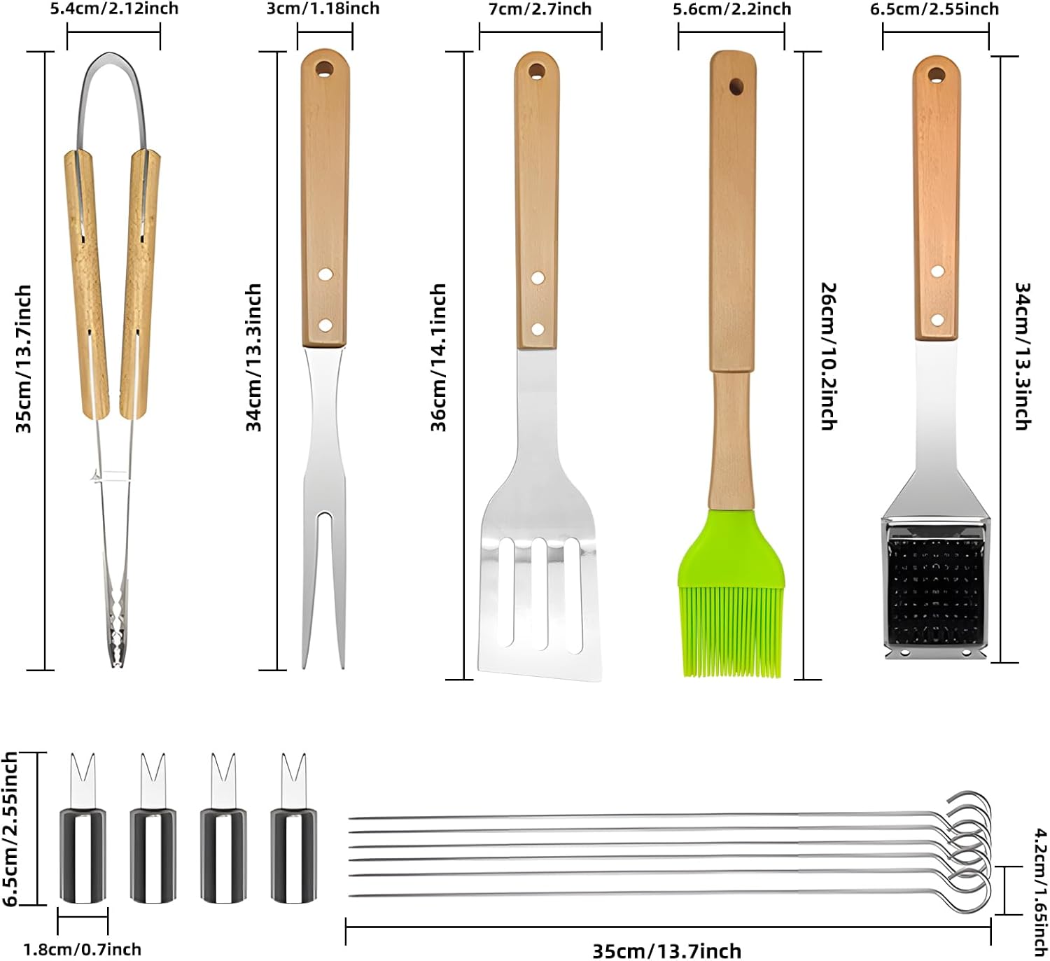 SCHBIT 折りたたみ式グリルツールセット、15個 ステンレススチール