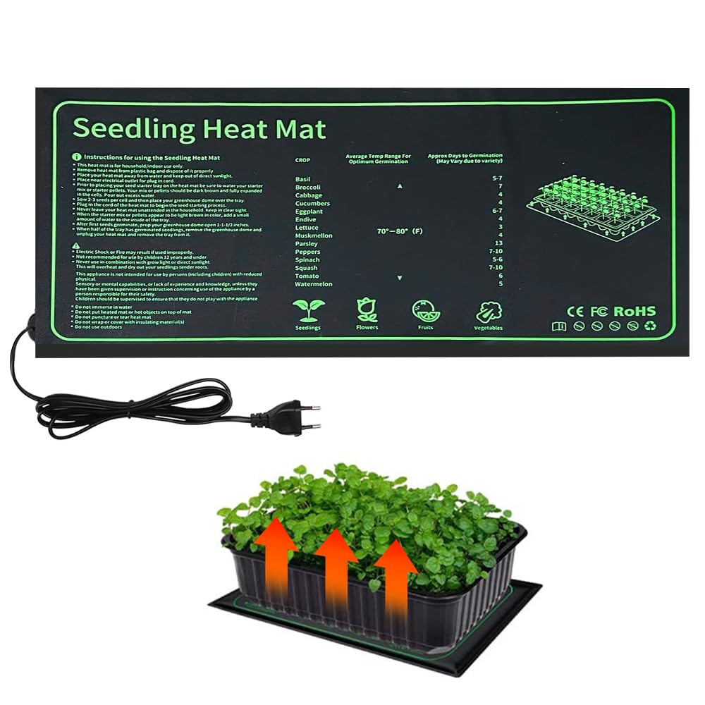 Lotvic Alfombrilla térmica para plántulas, 52 x 25 cm Alfombrilla de Calor para Plantas, Alfombra calefactora para Plantas, Propagadores Calentados para Plantas Germinación Y Regulación de Temperatura