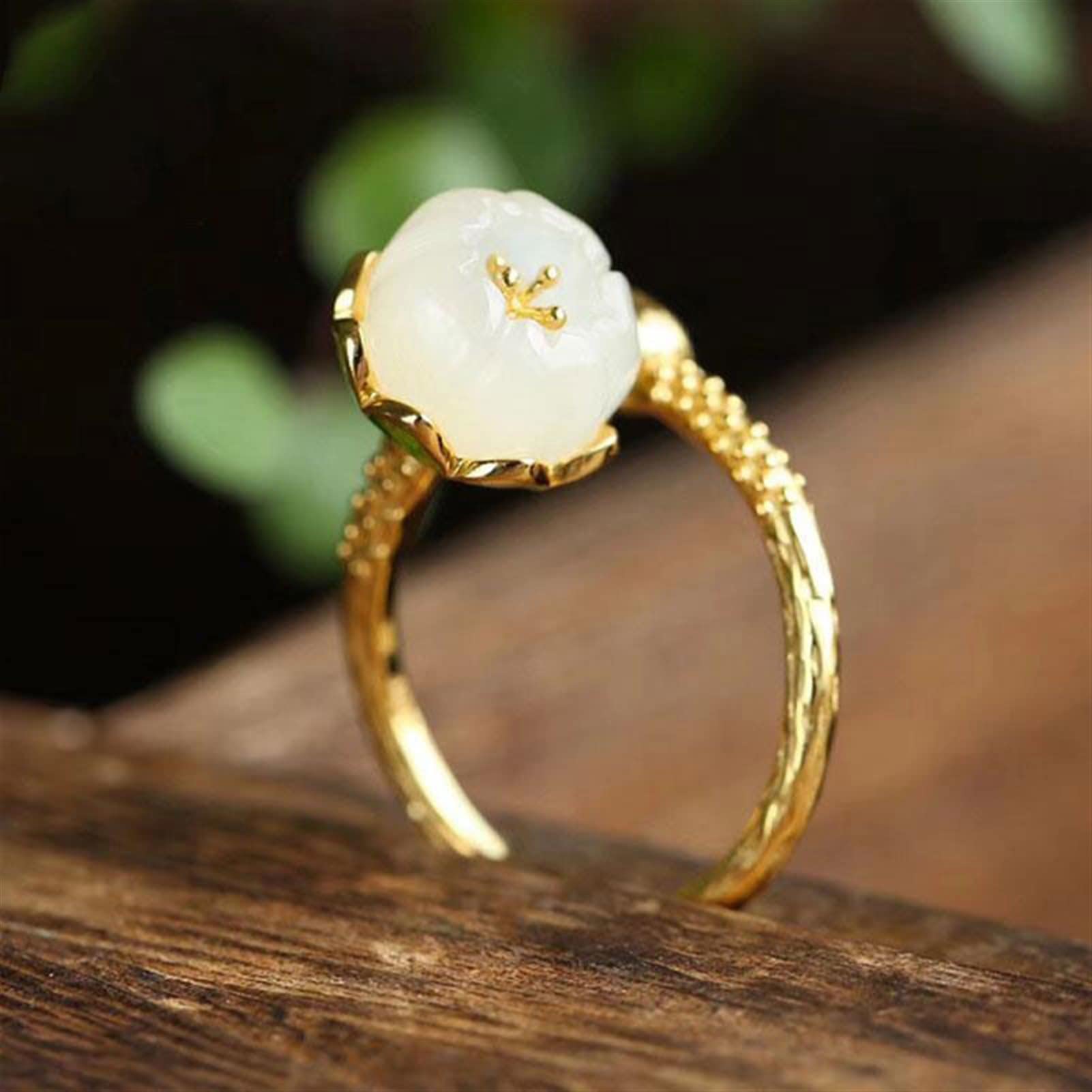 Amazon.com: Natural Hetian Jade Open Ring Chinese Style Retro