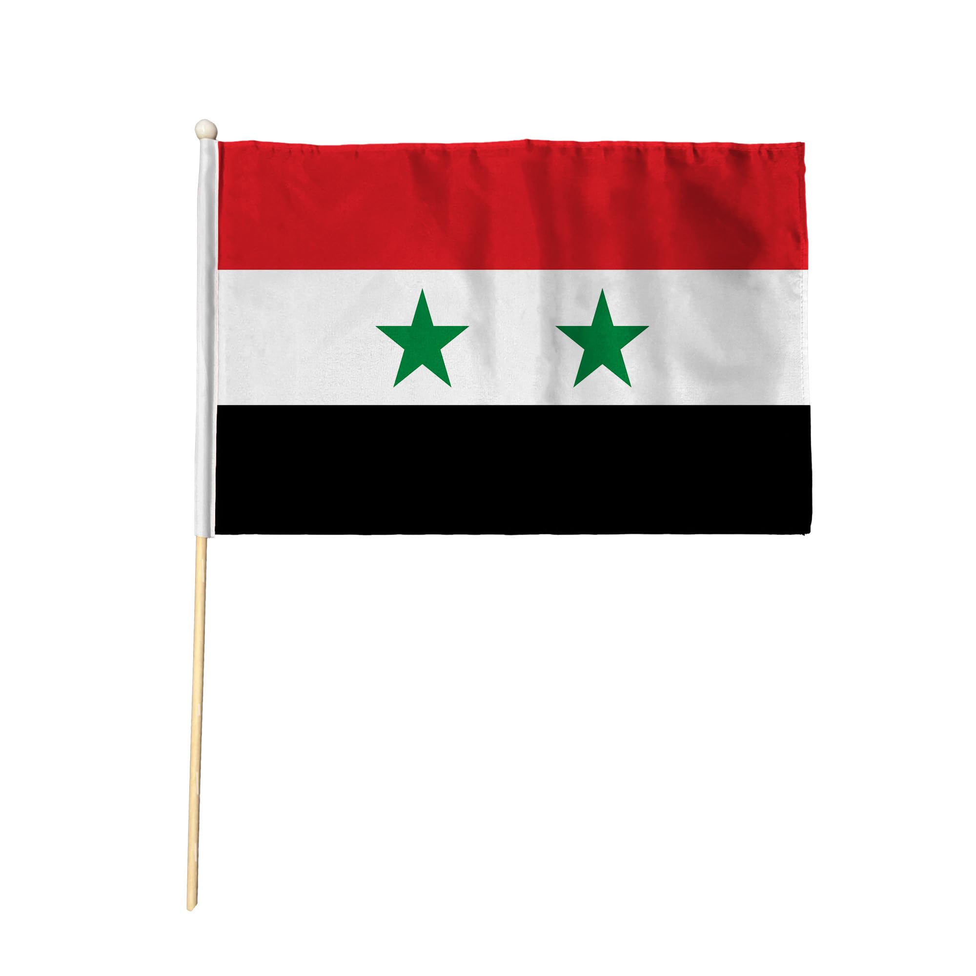 Flagtex Syria Pack of 12 Hand Waving Flag (9x6 Inch) - Premium Wooden Stick Hand Flag 9x6 Inch Natural Wood Pole Syrian National Flag Events Parades Celebrations International Sports — image 1