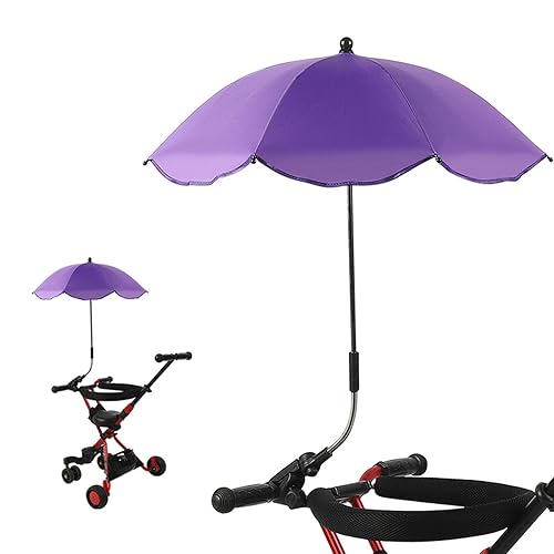 Miniatura 15 de Sombrilla para cochecito de bebé, paraguas universal de 14 pulgadas con abrazadera, parasol ajustable de 360 grados para cochecito UV, paraguas