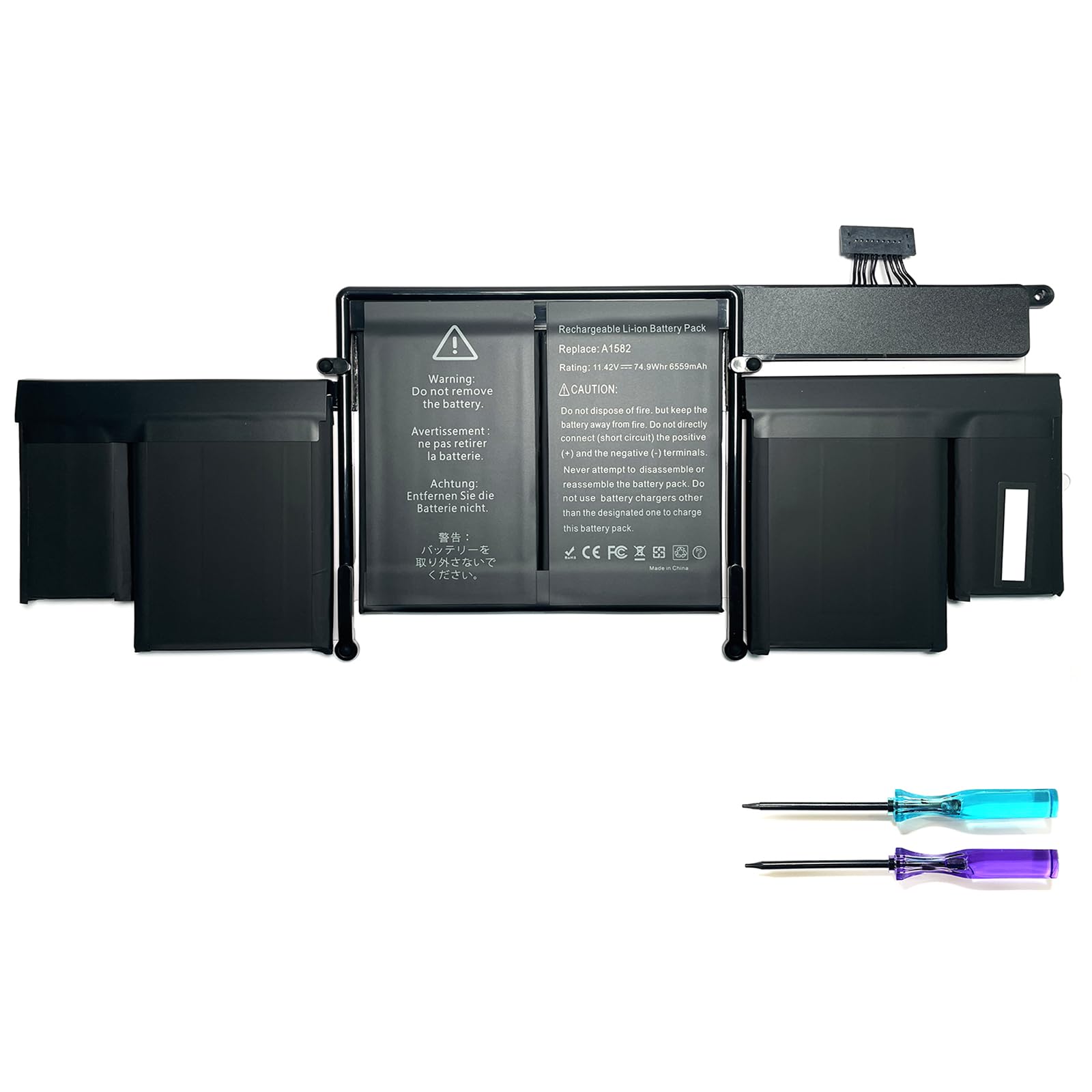 Batterie de rechange 74,9 Wh A1582 A1502 compatible avec MacBook Pro 13" début 2015, mi-2014, fin 2013, Retina A1493/1582/A1502, ME864xx/A MF839xx/A MF841LL/A
