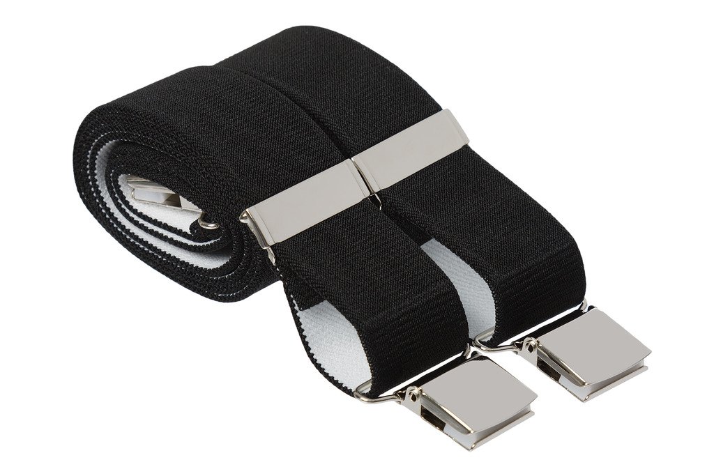 Gs Braces Men's Black 3XL Heavy Duty Trouser Braces Strong Clip On 35Mm Wide Suspenders (Xxxl (56 Inches Long), )
