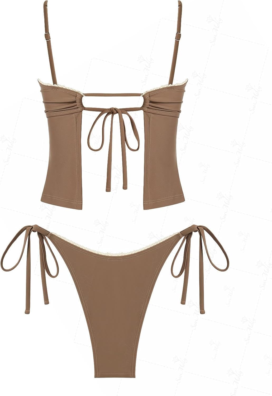 seamoly Women’s Cute Tankini Set Gingham Two Piece Swimsuits with Bow Back Tie Side Bottom - Image 7