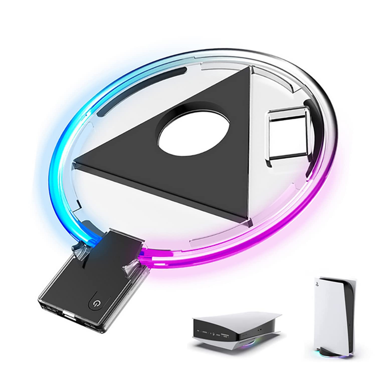 SKEIDOFor Playstation 5 PS5 Host Vertical Stand Base LED Atmosphere RGB Luminous With 4 Mode Light Game Console Holder Accessories