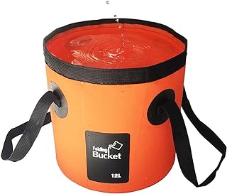 Sunglow Collapsible Fishing Bucket, 3 Gallon Multifunctional Portable Wash Basin - Water Container for Fishing, Camping, Gardening (12L/3gallon (Orange))