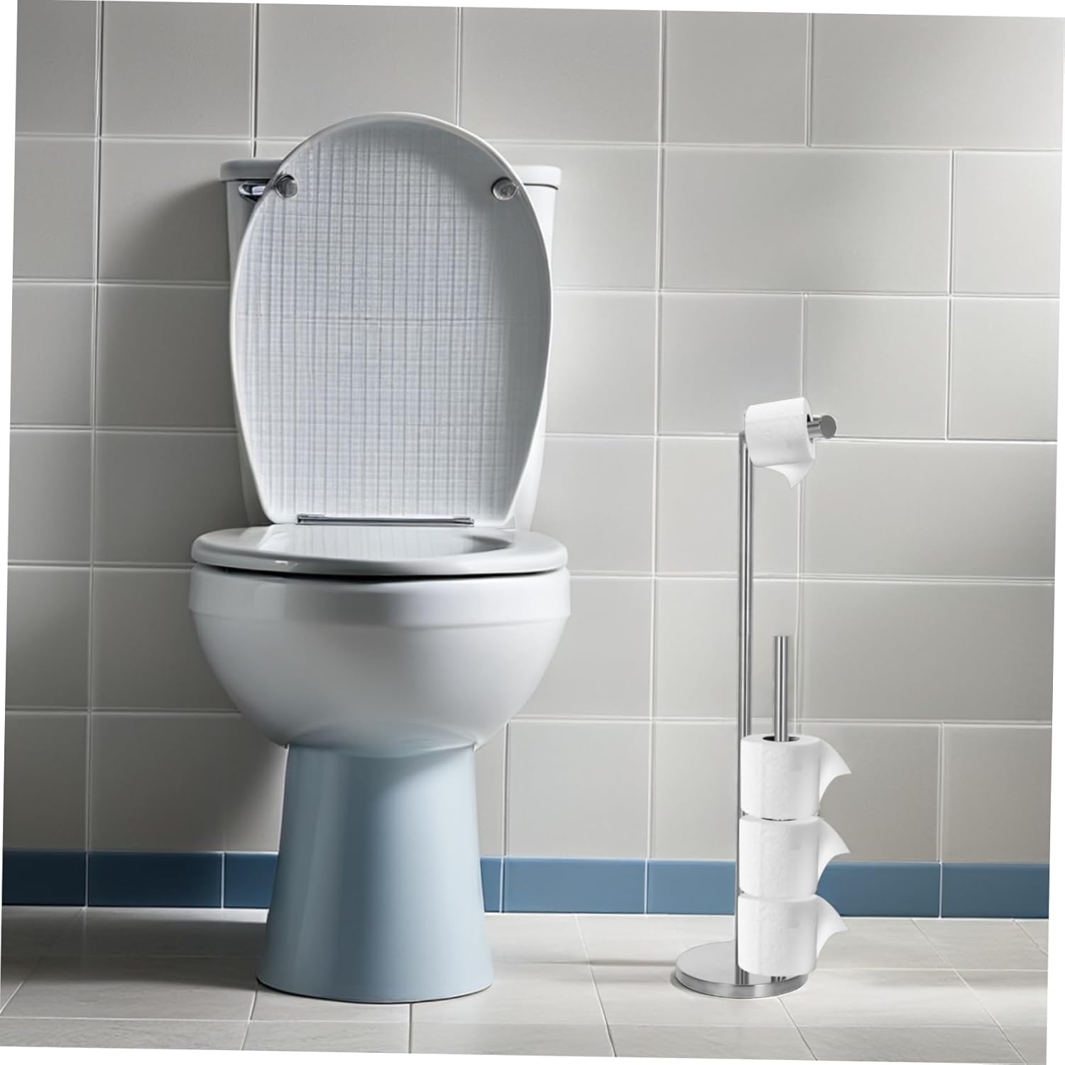 Freestanding Toilet Paper Holder Sturdy Stainless Steel Design with Slip Base for Bathroom Versatile Storage for Home Hotel and More