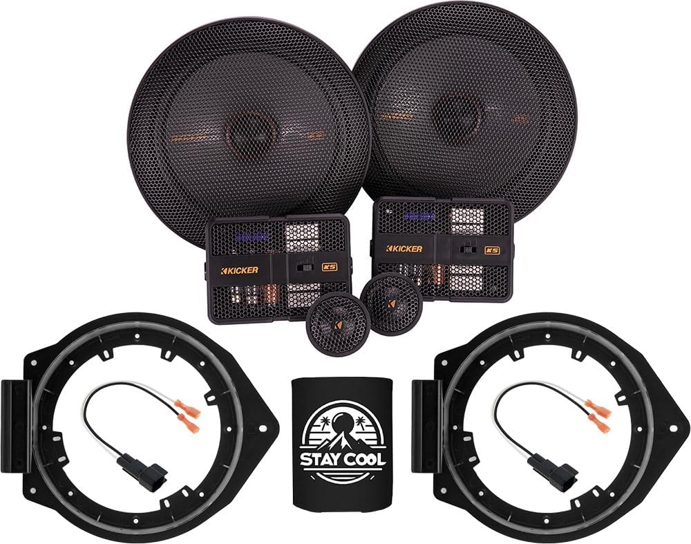 KICKER Speakers 6.5 inch for Chevrolet Traverse 2018-2023 Upgrade Kit - Pair of KS Series with Adapters and Harness, Component 6 1/2 Car Audio Rear Door Speaker for Chevy KSS650, 51KSS6504