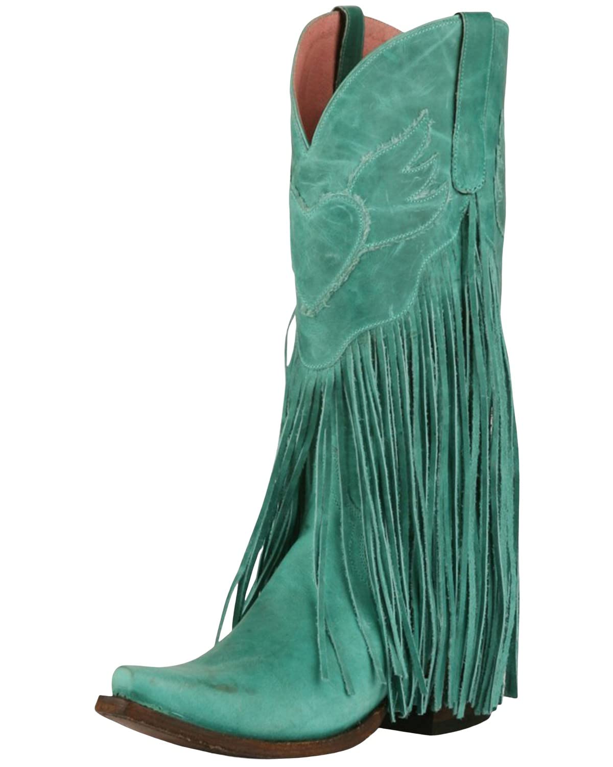 Junk Gypsy Women's by Lane Dreamer Fringe Western Boot Snip Toe Turquoise 5.5 M