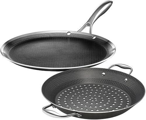 HexClad Juego de plancha de 12 pulgadas y sartén para barbacoa