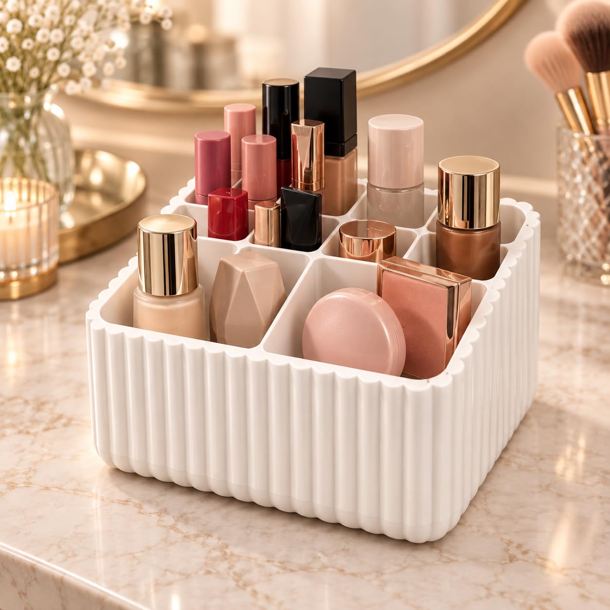 Bellatonni Organizador de Maquillaje Blanco 13 Compartimentos