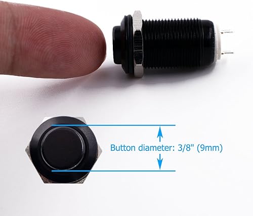 Miniatura 3 de Interruptor de botón con cierre, URTONE UR129, 1NO ONOFF CCAC 36V 2A, carcasa de metal de aleación de aluminio adecuada para orificio de montaje de