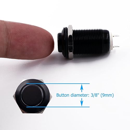 Miniatura 3 de Interruptor de botón con cierre, URTONE UR129, 1NO ONOFF CCAC 36V 2A, carcasa de metal de aleación de aluminio adecuada para orificio de montaje de