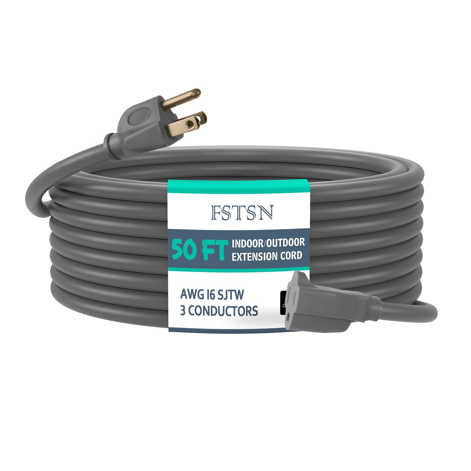 16 Gauge Outdoor Extension Cord 50 FT Waterproof,