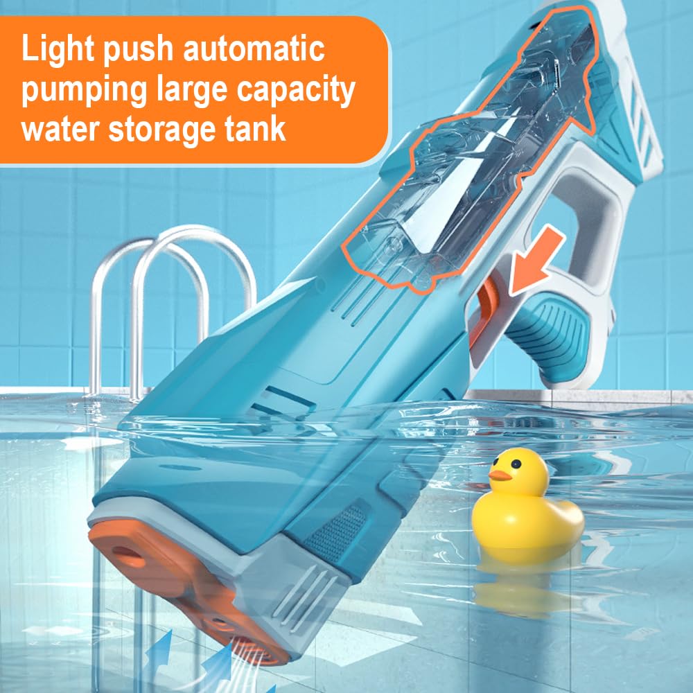 Mineup Pistola De Agua Eléctrica Automática De 280 Ml – Largo Alcance Y Batería Recargable Para Juegos De Verano En Piscina Y Playa