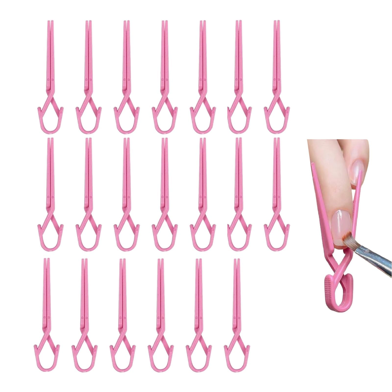 20Pcs Nail Clips to Hold Nails Down Acrylic Gel Nail Pincher Tool for Shaping Painting and Pinching Nail Polish Protector Clamps for Fingers Poly Gel Extension Guards Manicure Nail Art(Pink)