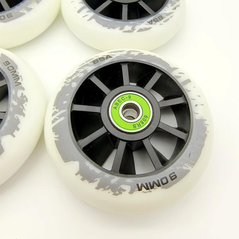 Paquete De 6 Ruedas para Patines En Línea, para Exteriores E Interiores, 85a, Ruedas De Repuesto para Zapatillas De Patinaje De Velocidad con Rodamientos Abec-11. White 110mm