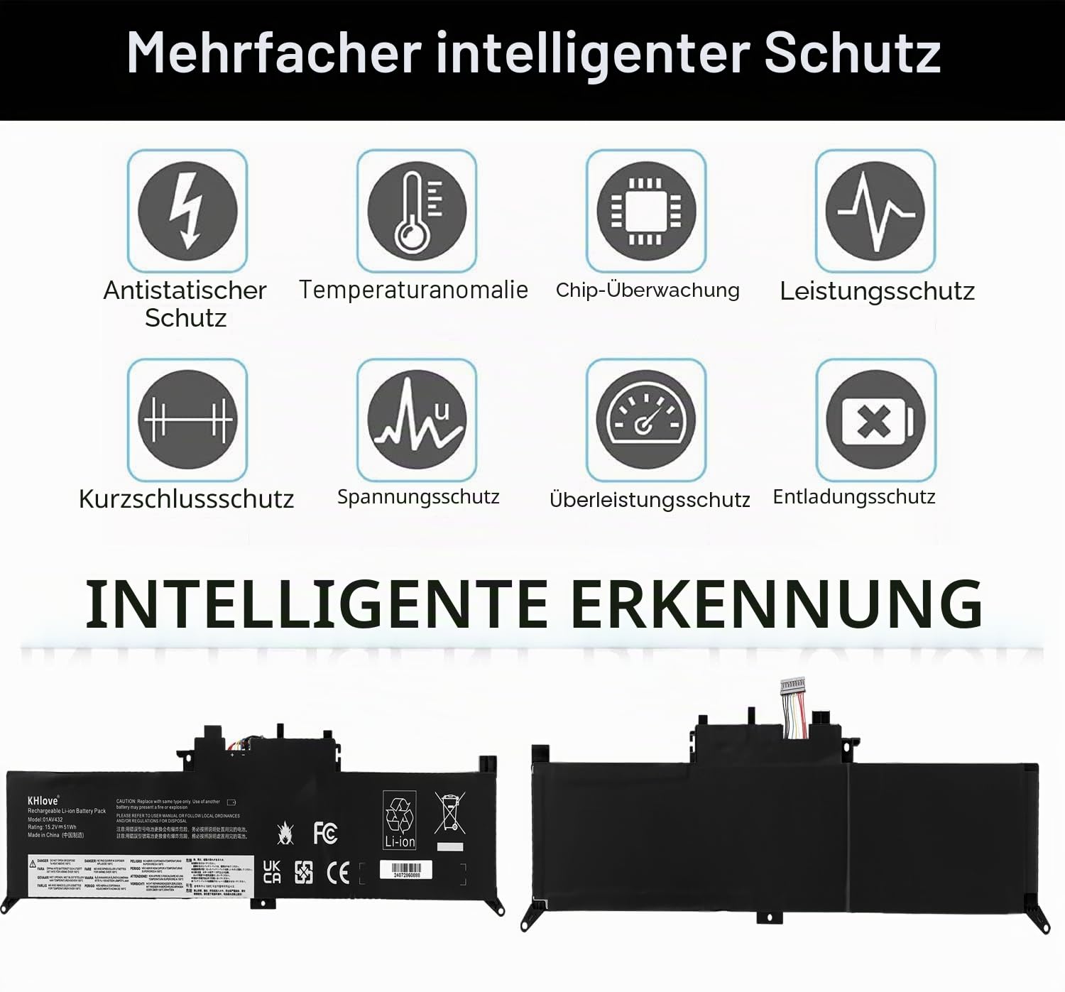 15.2V 51Wh 01AV432 Laptop Akku für Lenovo ThinkPad Yoga 260 00HW026 00HW027/370 X380 Series 01AV433 01AV434 SB10K97589 SB10K97590 SB10K97591 Battery