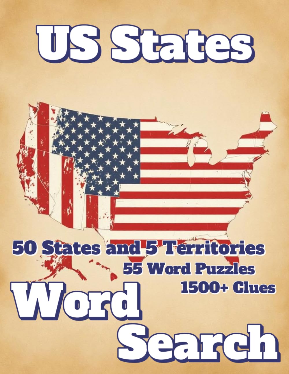 US States Word Search: 50 States and 5 Territories 55 Word Puzzles 1500+ Clues (Americana)
