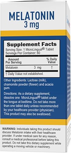 Miniatura 4 de Superior Source Melatonina 3 mg, tabletas microlingües de disolución rápida, 60 unidades, con manzanilla, apoyo natural para dormir, melatonina,