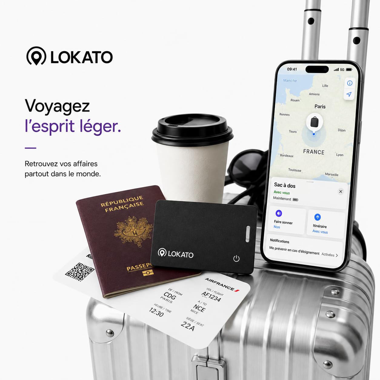 LOKATO Carte de Localisation Rechargeable Compatible Apple Find My