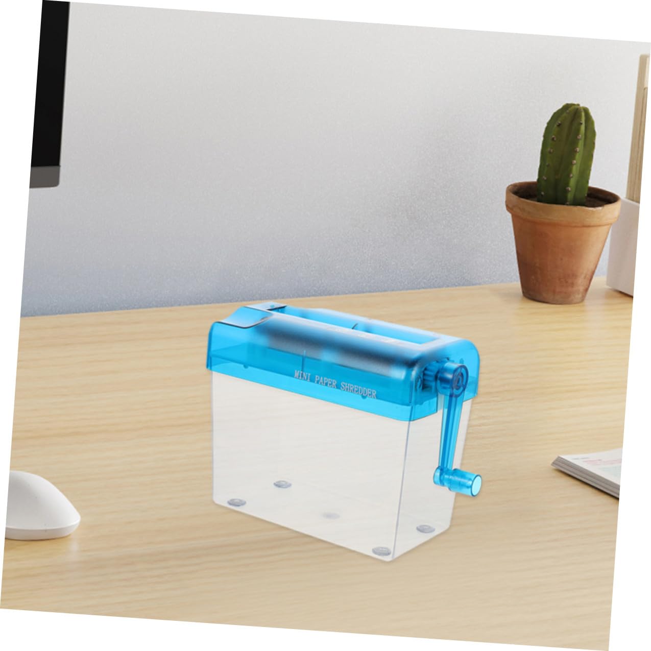 Healvian Distruggidocumenti Manuale da Tavolo Portatile 2 Pezzi Piccolo Distruggidocumenti per Uso Domestico e Ufficio senza Elettricità Manovella Colore Rosa e Blu per Sicurezza