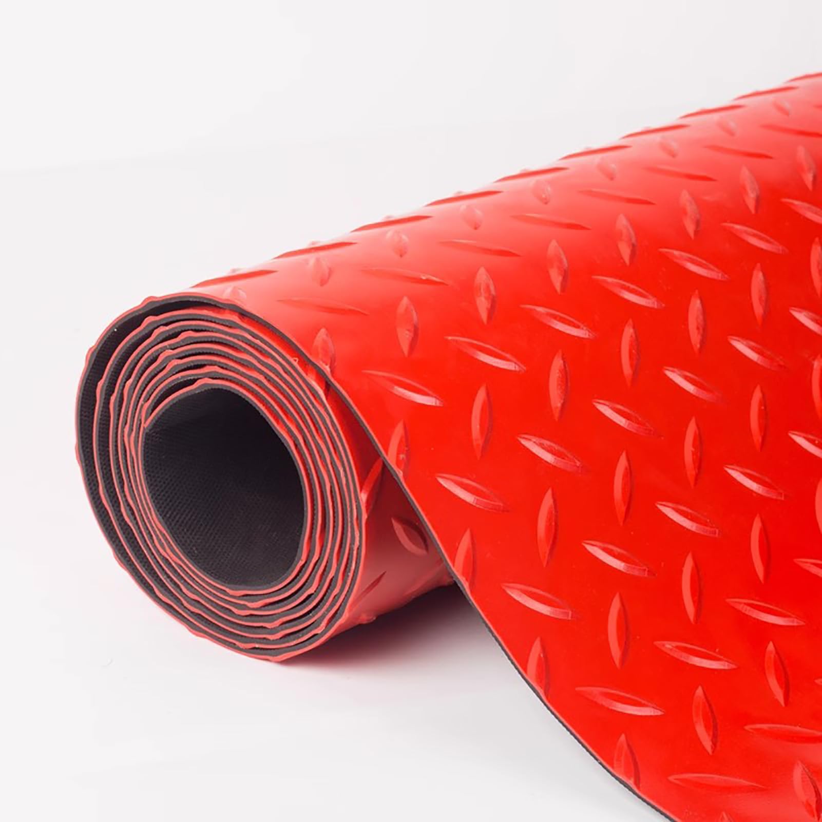 Tapete de Garaje, Rollos de Caucho con Placa de Diamante, tapete Protector de Piso de Goma Antideslizante para gimnasios, Barcos, Autos, remolques, autocaravanas y camionetas,Rojo,1x12m