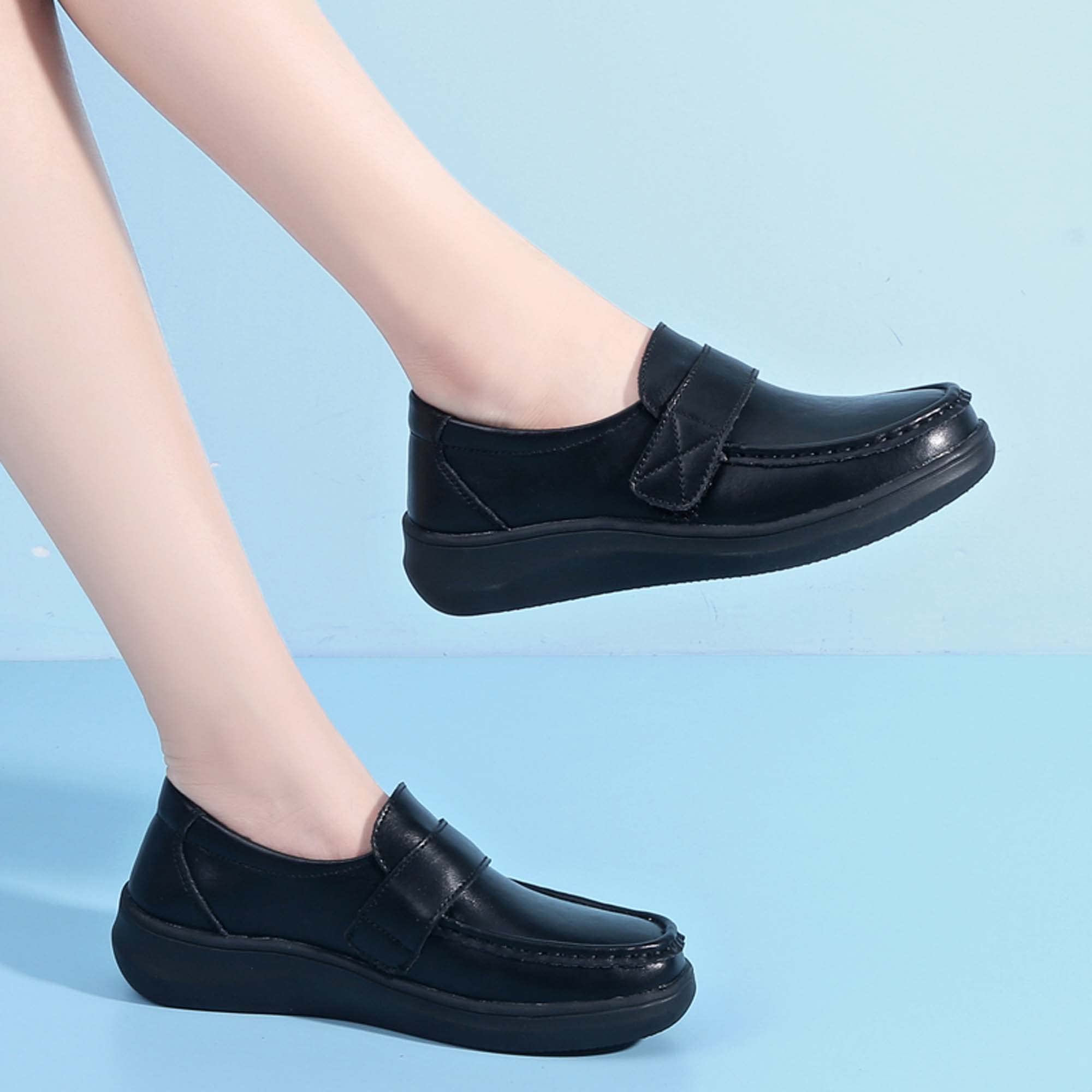 Zapatos de enfermera para mujer, zapatos de lactancia Zpatos para Trabajar en Restaurante de mujer, zapatos planos para mujer, Negro, H, 40.5 EU