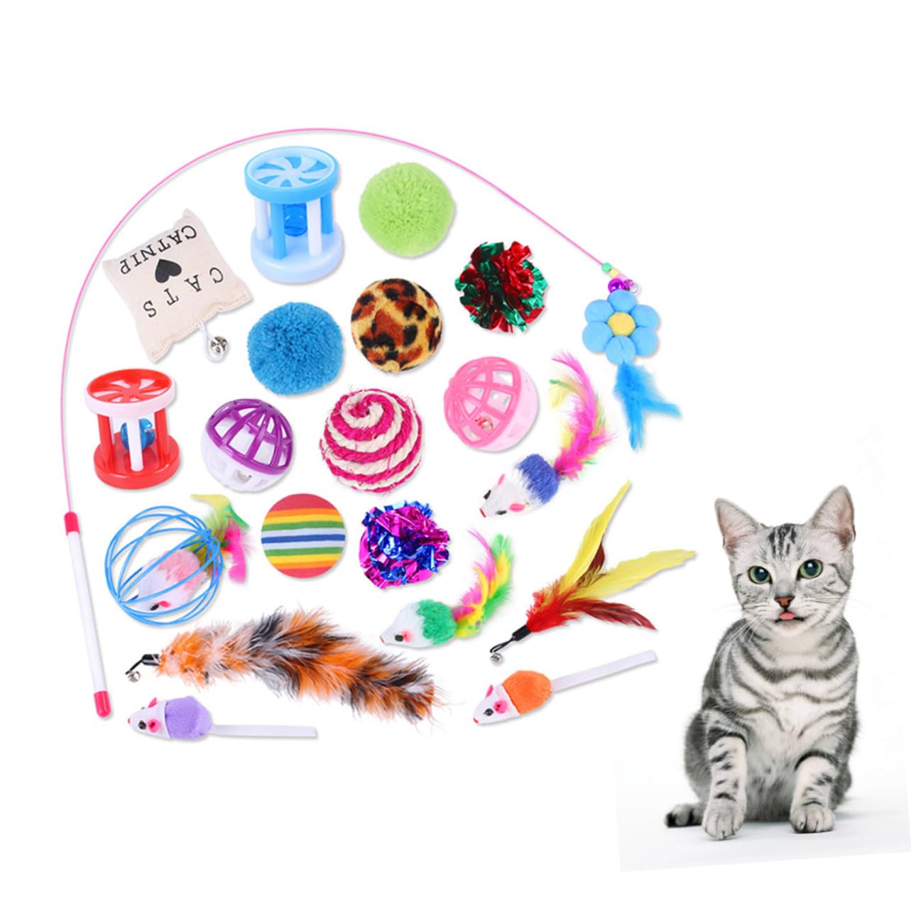 DOITOOL 60piezas Juguete Interactivo para Gatos De y Accesorios para Estimulación y Diversión para Mantener Tu Gato y Saludable