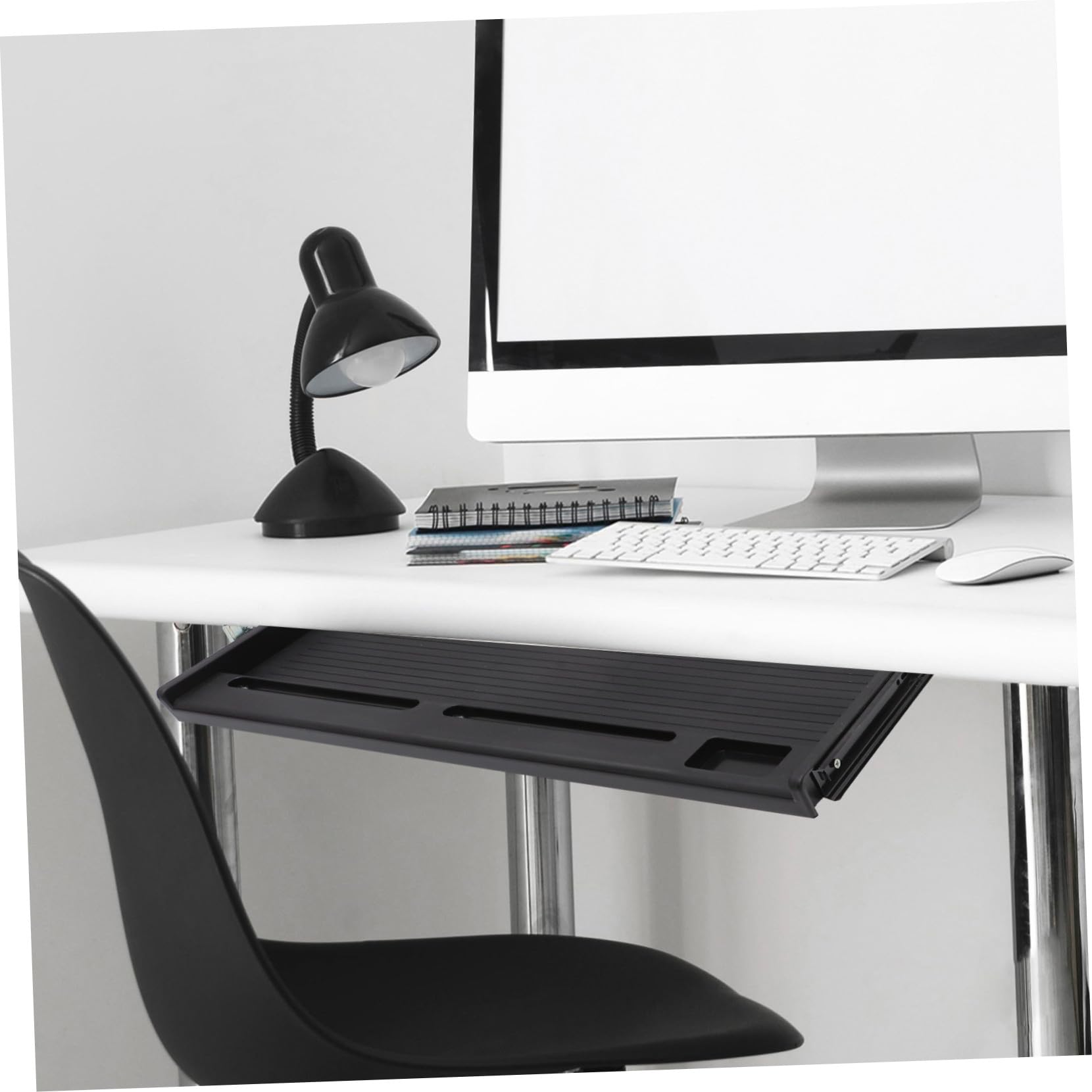 Bandeja deslizante para teclado con rieles de acero, almacenamiento de escritorio de oficina y nización de computadora, cajón ajustable para teclado para eficiencia ergonómica del espacio de trabajo