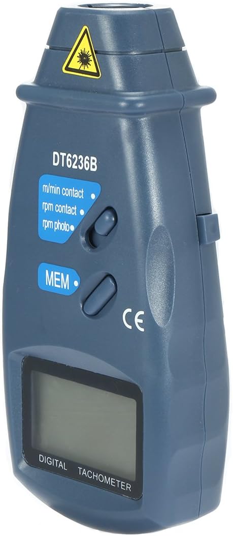 uxcell DT-6236B 2 in 1 Digital Tachometer Contact/Non-Contact Photo Tachometer RPM Tach Meter | 2.5-99999 RPM Accuracy with Linear and Rotation Speed Measurement Wheels