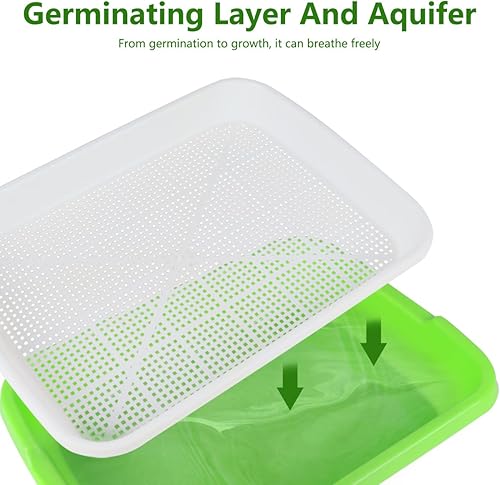 Miniatura 5 de Bandeja de germinación de semillas, 5 paquetes de bandejas de cultivo de microverdes, kit de cultivo de brotes de gran capacidad, bandeja de