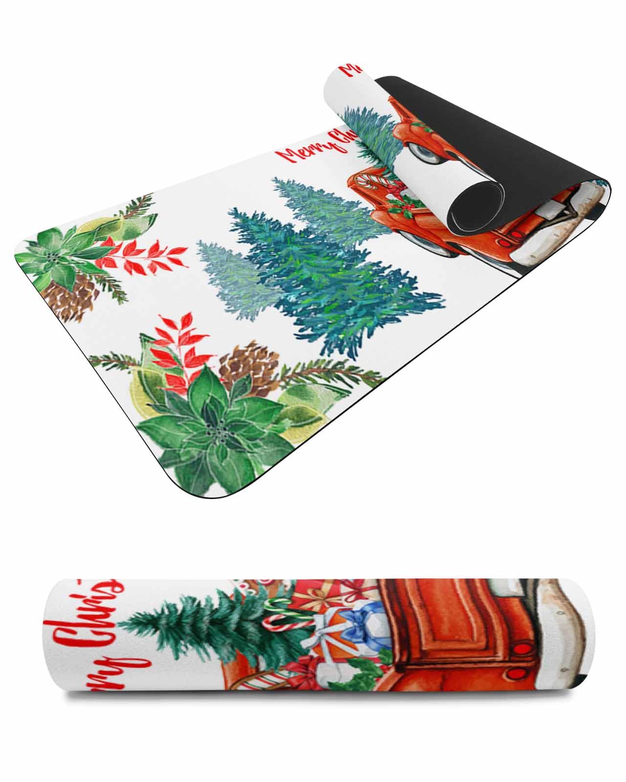 Debedcor Heat Proof Table Pads Waterproof Decorative, Christmas Red Truck Non-Slip Table Countertop Protector, Winter Holiday Xmas Trees Gifts Insulation Mat for Kitchen Room, 40 x 12 Inches