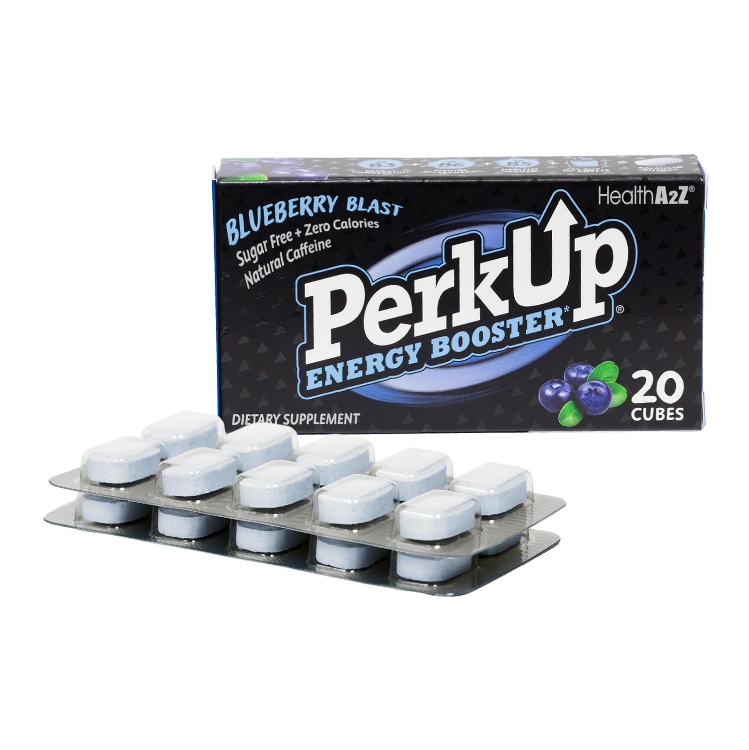 Amazon.com : HealthA2Z PerkUp Energy Booster | Melt-in-mouth Cubes with  50 mg Natural Caffeine & B Vitamins for Energy, Focus & Productivity | A  Healthy Alternative to Coffee & Energy Drinks :