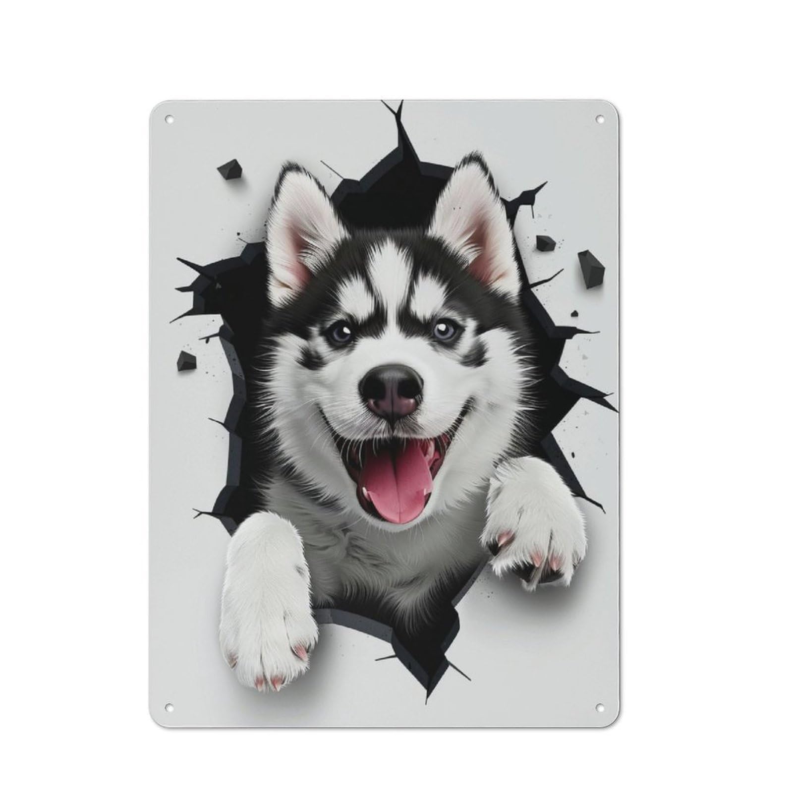 Junmoney Siberian Husky Dog Retro Metal Wall Sign 40X30cm With For Pub Or Café, A Housewarming Gift For Hospitality Wall Decor Collectors