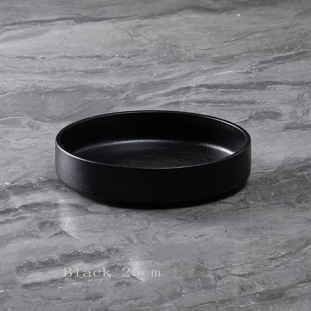 Talerz obiadowy Duże płyty obiadowe Sałatka Dinates Płyty Rodzina Kuchnia Stołowa Diningowa Akcesoria Naczynia Stołowe Naczynia Talerze (Color : Black large)