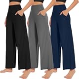 3 Pack Women&apos;s Wide Leg Pants with Pockets High Waist Loose Sweatpants Casual Lounge Yoga Workout Palazzo