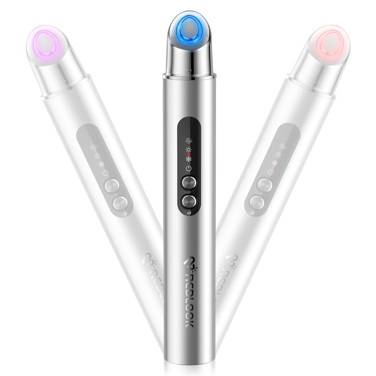REDLOOK Depuffing Wand – Multi-Mode Cold & Heat Eye with Massager,At Home Face Roller Tool, Beauty Wand for Puffiness Reduction, Dark Circles, and Let The Skin Be Full of Radiance – Silver REDLOOK Depuffing Wand – Multi-Mode Cold & Heat Eye with Massager,At Home Face Roller Tool, Beauty Wand for Puffiness Reduction, Dark Circles, and Let The Skin Be Full of Radiance – Silver