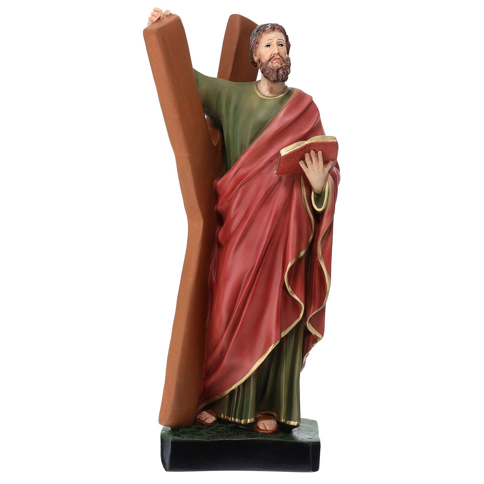 Generico Statua Sant'Andrea con Croce e Libro 44 cm in Resina