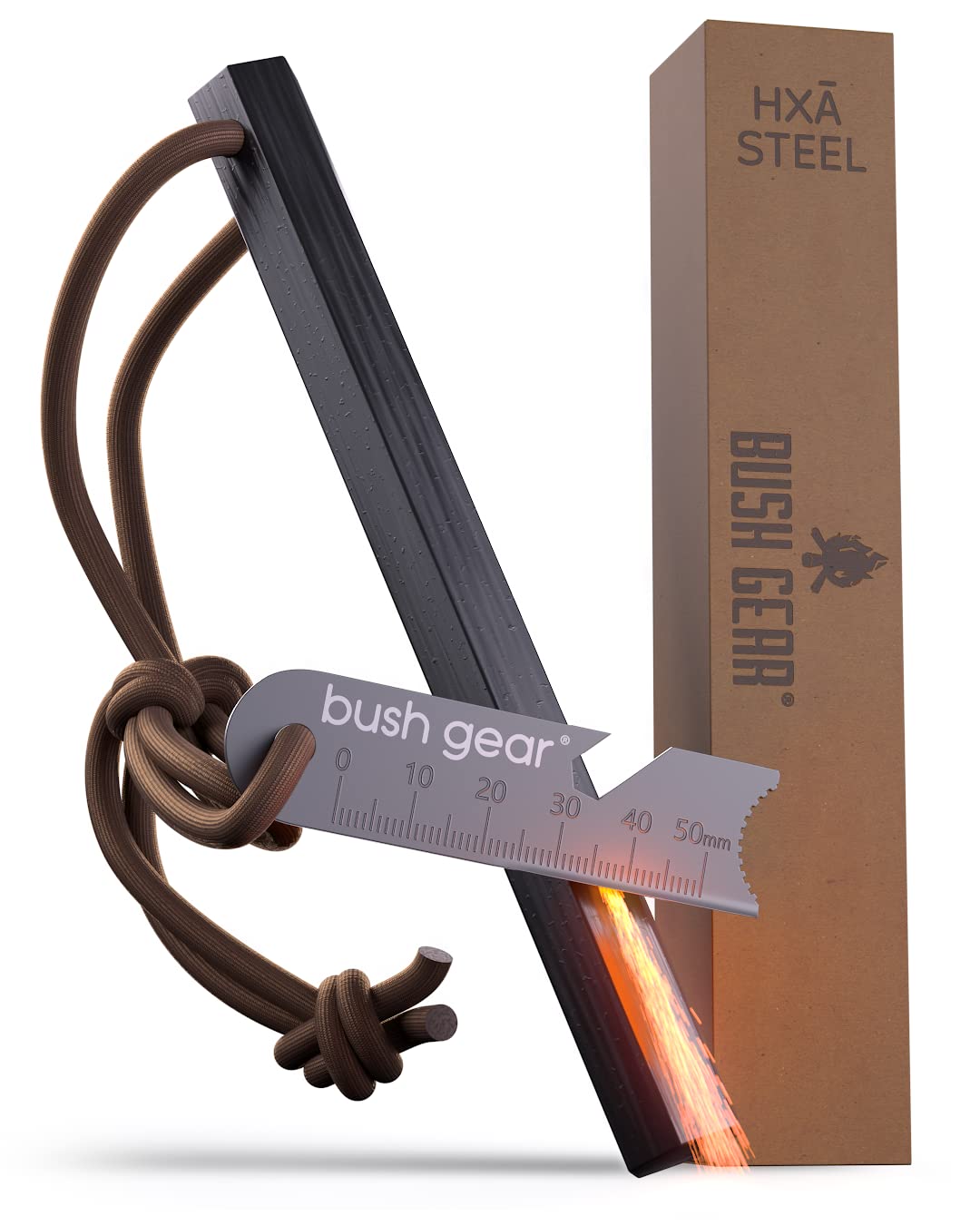 Feuerstahl Outdoor XXL - Extremer Funkenflug - Magnesium Feuerstarter Set - Bis zu 23.000x zünden, Feuerstein für Survival-Kit, Zuhause, Camping, Survival und Bushcraft Abenteuer - HXĀ Steel Prø