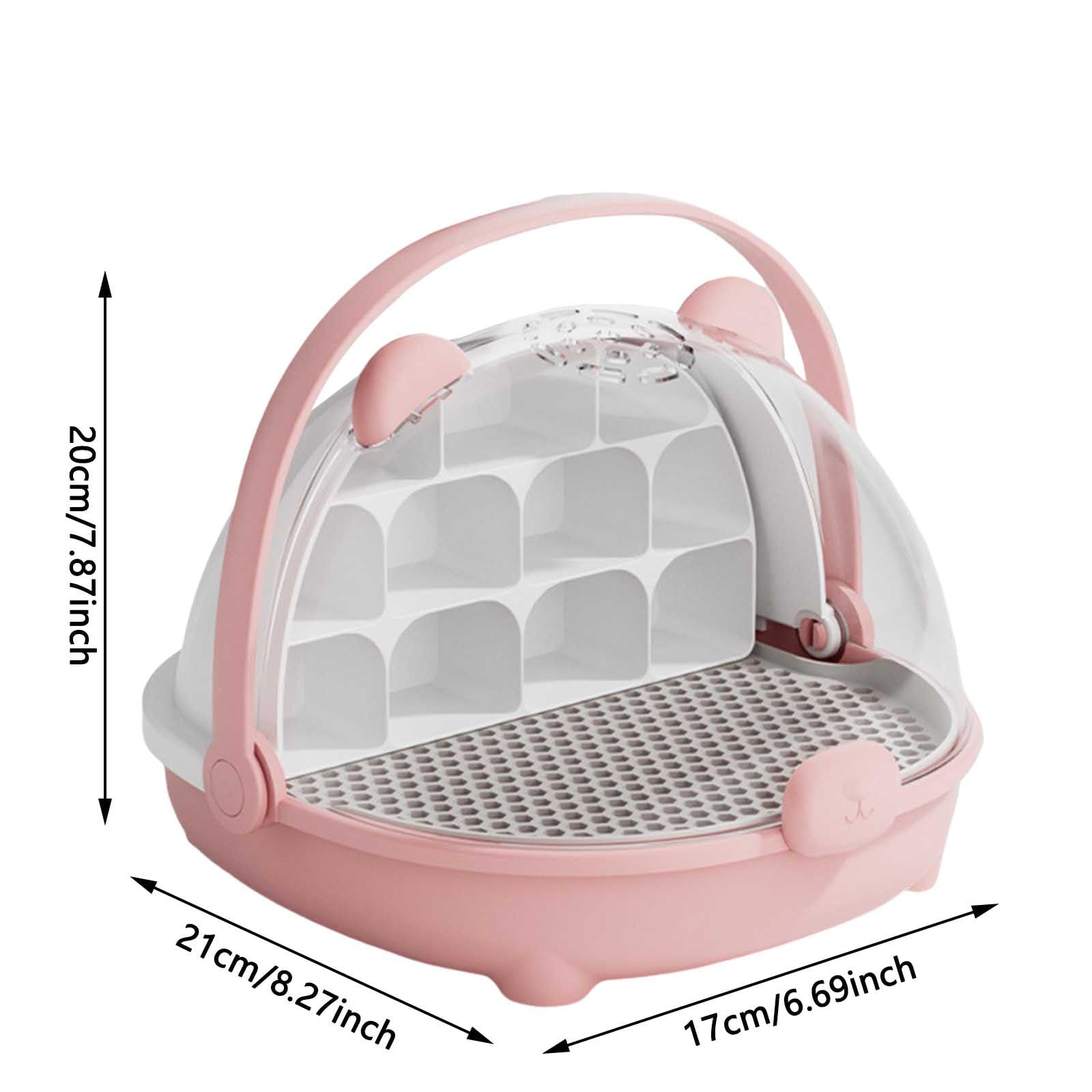 Caja de Crecimiento de Gusanos de Seda, cápsula Espacial para la cría de Gusanos de Seda, Tanque de Reptiles, Jaula de hábitat Animal,Caja de alimentación Transparente portátil con asa (Rosa)