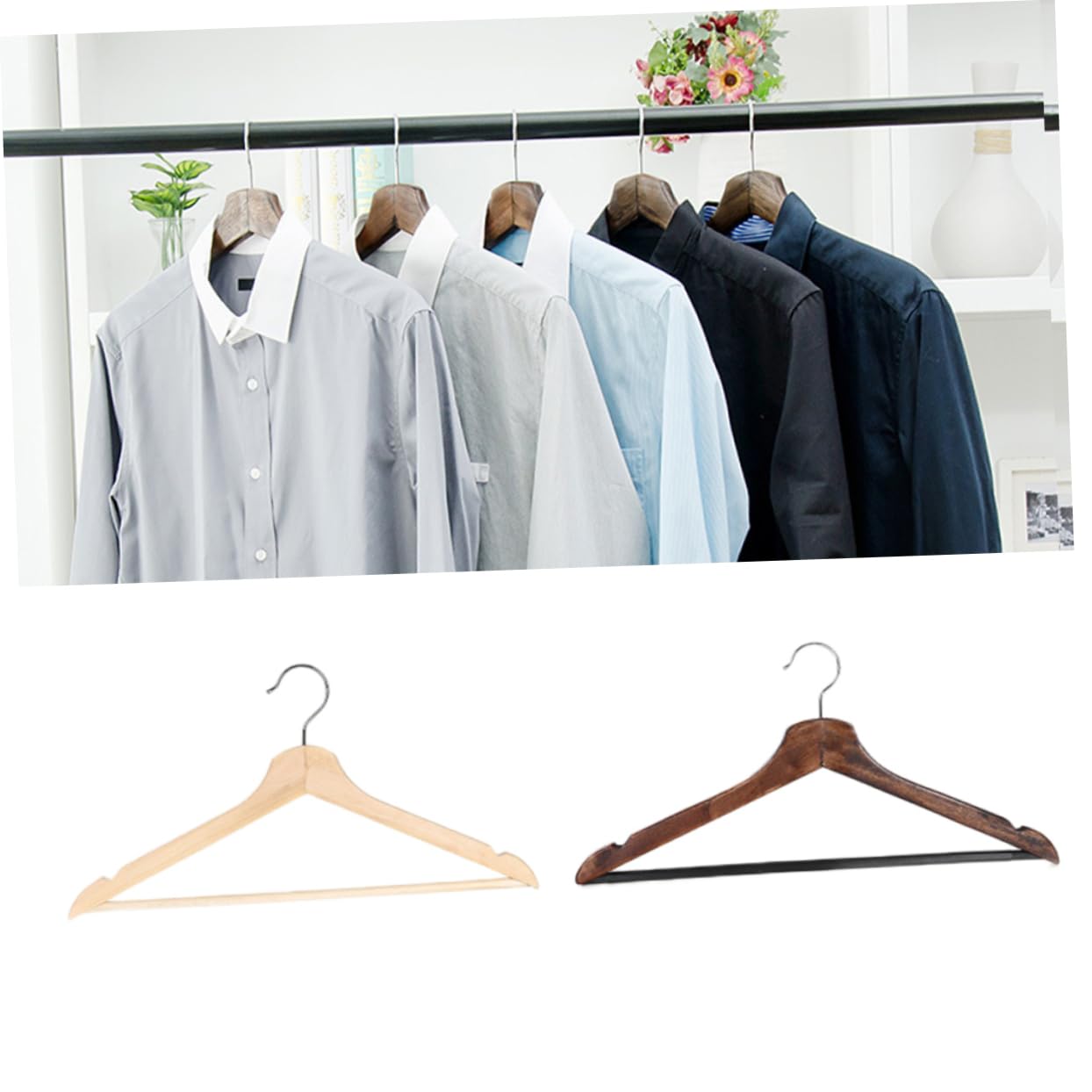 OKUMEYR Lid Wooden Hangers Suit Hanger Coat Non-Slip Hooks Enhance Your Closet Organizati