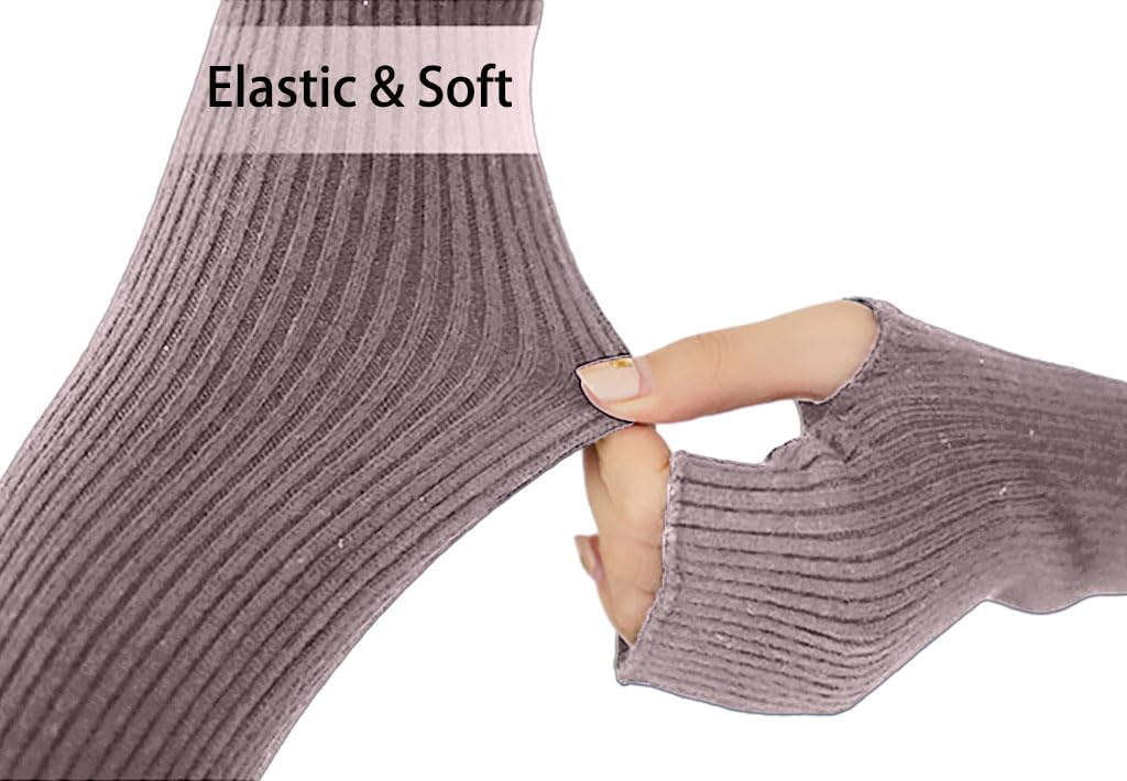 Novawo Wool Blend Warm Arm Warmers Super Soft Long Fingerless Gloves for Women - Image 3