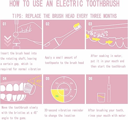 Miniatura 8 de Cepillo de dientes eléctrico con carga USB durante 60 días, un mango eléctrico, 8 cabezales de cepillo de repuesto, funda de cepillo de dientes