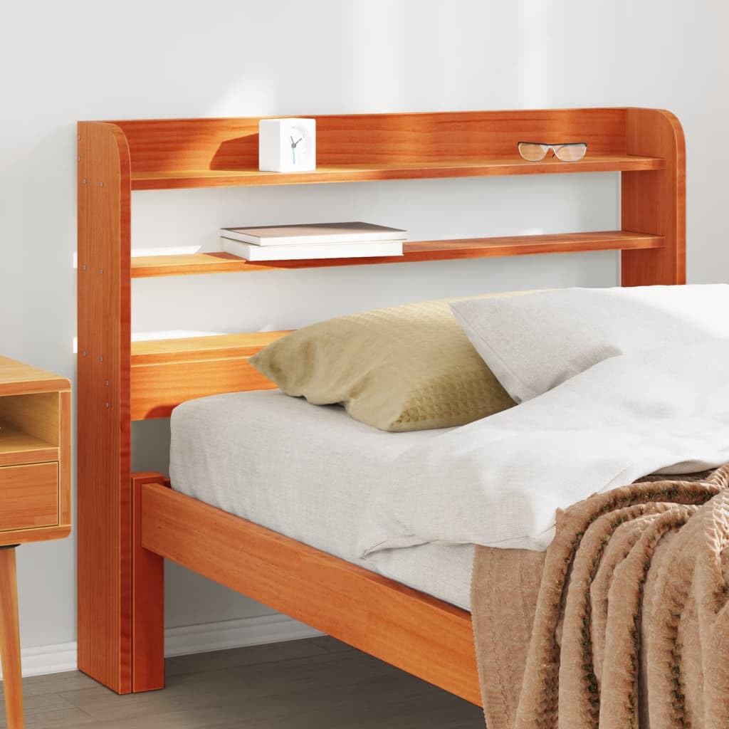 Cabecero de Cama con estantes Madera Maciza Pino marrón 90 cm Mobiliario,Camas y Accesorios,Cabeceros y pies de Cama Marrón 8,6kg