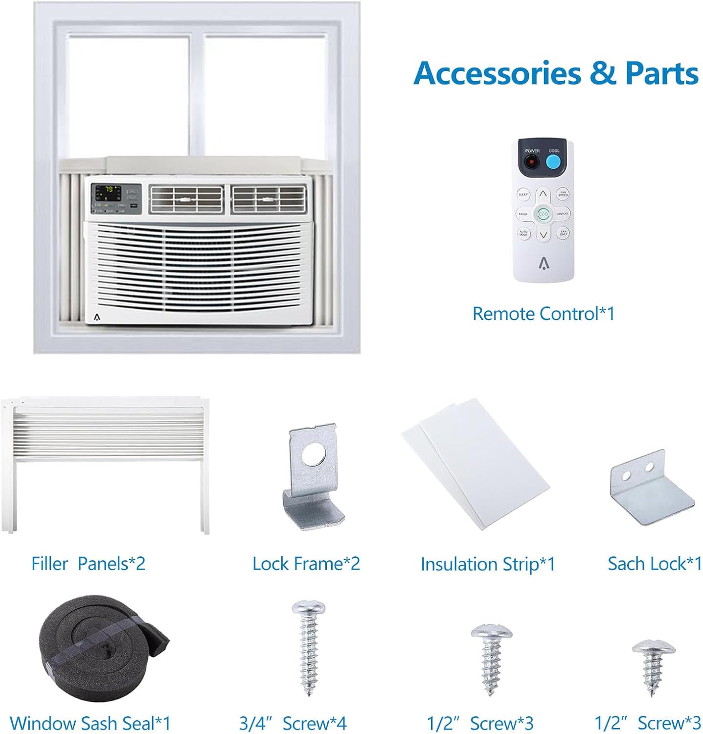 CABIHOME 8000 BTU Smart Window Air Conditioner, WiFi Air Conditioner Window Unit with App Control & Remote, Quiet Window AC for Bedroom Up to 350 Sq.Ft, 24H Timer, Eco & Sleep Mode, White